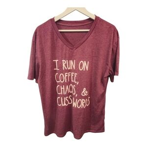 Graphic Tee - Coffee Chaos Cusswords - Maroon